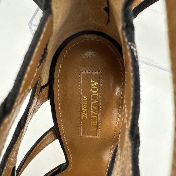 AQUAZZURA Belgravia Lattice CAGED Suede Pointed Toe Black Pumps 38.5 $800 NWOB - Picture 16 of 16